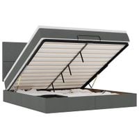 Rama łóżka otomana z materacem, szara, 180x200 cm, tkanina