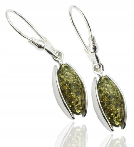 WISIOREK SREBRNY Z NATURALNYM BURSZTYNEM - zielony na Arena.pl