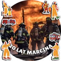 OPŁATEK NA TORT 20CM - STRAŻ STRAŻAK MUNDUR + IMIĘ + ! 15CM 18CM