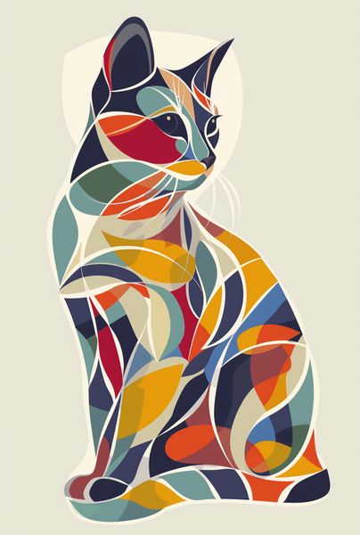 Plakat 68x101cm Kalejdoskopowy Kot zdjęcie 1