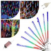 ŚWIĄTECZNE OŚWIETLENIE METEOROWE PRYSZNIC RGB 8 PAŁYKÓW 144LED 30M