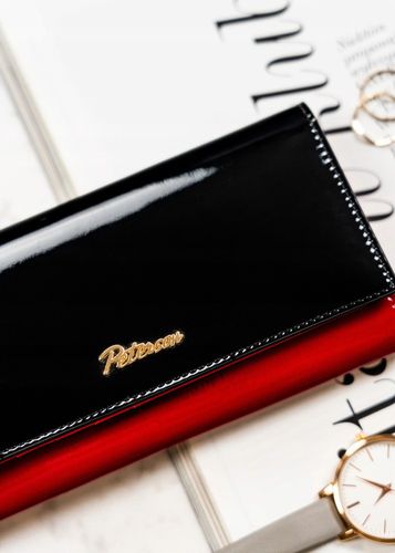 pojemny, skórzany portfel damski z systemem rfid w czarno-czerwonym na Arena.pl