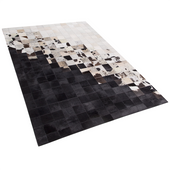 Dywan patchwork skórzany 140 x 200 cm czarno-biały KEMAH