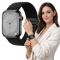Pasek do Apple Watch 42mm 44mm 45mm 49mm opaska pleciony czarny bransoleta