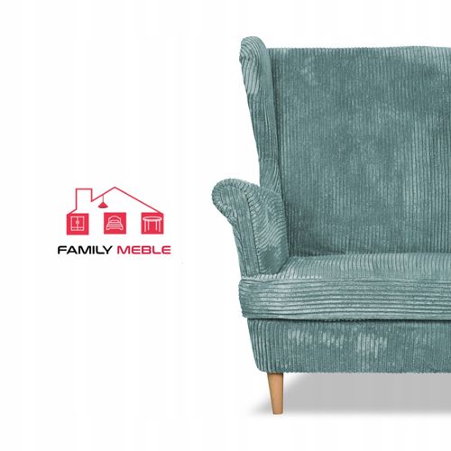 Zestaw wypoczynkowy uszak Bonito sofa fotele pufy Family Meble j. zielony na Arena.pl
