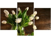 90X60CM OBRAZ OBRAZ BUKIET JASNYCH TULIPANÓW KWIATY TRZY OBRAZY