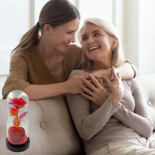 WIECZNA RÓŻA W SZKLE W KOPULE ŚWIECĄCA NA WALENTYNKI LED PREZENT PUDEŁKO na Arena.pl