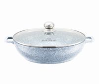 GARNEK TRADYCYJNY MARMURKOWY SZARY Z POKRYWKĄ ZILNER DUŻY SZEROKI 32cm 5,5L