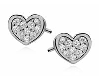Delikatne rodowane srebrne kolczyki serca serduszka z cyrkoniami srebro 925 Z0823E