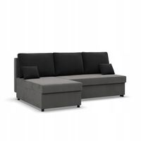 NAROŻNIK KEMI SZARY CZARNY Rogówka KANAPA Rozkładana BONELL