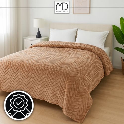 Ciepły koc ozdobny narzuta na łóżko prezent pled 200x220 cm brązowy na Arena.pl