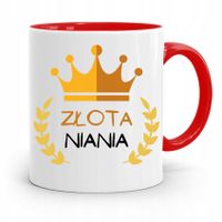 Dla Niani Opiekunki Kubek Czerwony Na Prezent Z Nadrukiem Ze Zdjęciem