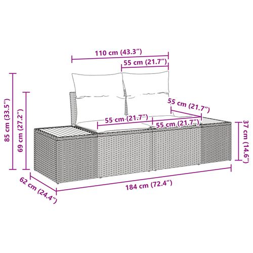 8-częściowy Zestaw Sof Ogrodowych z Poduszkami Szary Polirattan Akacja na Arena.pl