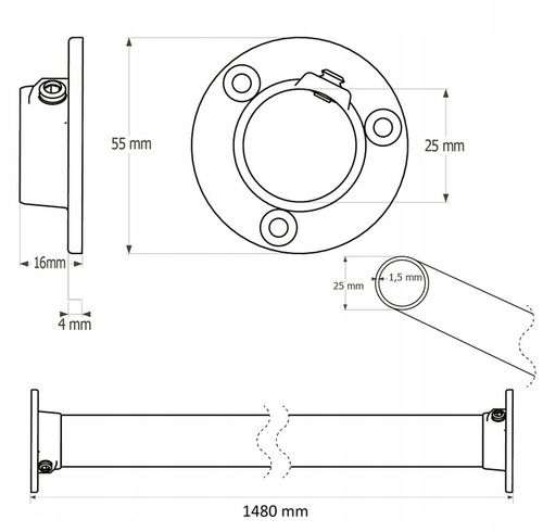 DRĄŻEK NA UBRANIA DO SZAFY 2X UCHWYTY DO GARDEROBY Fi 25MM 148 cm na Arena.pl