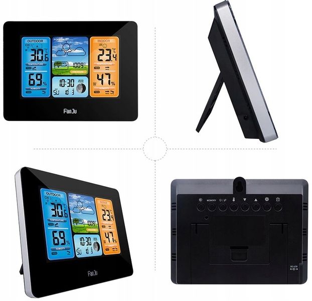 BEZPRZEWODOWA STACJA POGODOWA POGODY Higrometr Termometr Czujnik Zegar Data zdjęcie 15