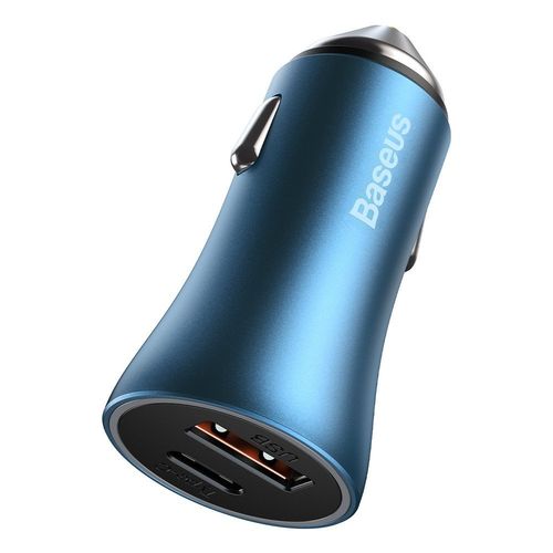szybka ładowarka samochodowa / usb + kabel do iphone niebieski na Arena.pl