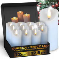 12X ŚWIECZKA ELEKTRYCZNY WKŁAD DO ZNICZY NA BATERIE EFEKT PŁOMIENIA 12,5CM