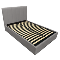 Łóżko tapicerowane 160x200 Vertica szare stelaż pojemnik wysoki zagłówek