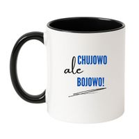 KUBEK "CHUJOWO ALE BOJOWO" Wzór - Klasyczny Biało-Czarny 330 ml