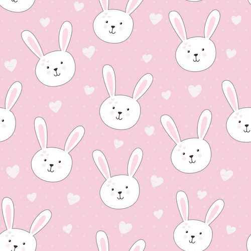 Tapeta Dla Dziewczynki Białe KRÓLICZKI Serduszka na Arena.pl