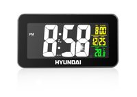BUDZIK ELEKTRONICZNY TERMOMETR ZEGAR DCF ALARM ZEGAR STOJĄCY HYUNDAI LCD
