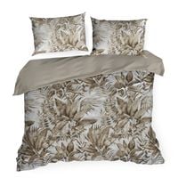 Pościel 160x200 + 70x80 Spring 46 beżowa kwiatowo‑roślinna