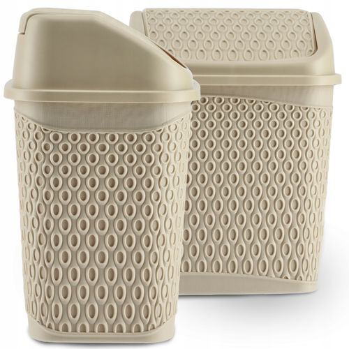 KADAX Kosz Na Śmieci Łazienkowy Beżowy 6,2L Uchylny Pojemnik na Arena.pl