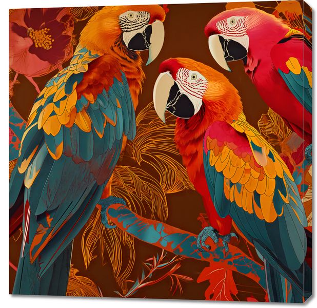 Obraz 90x90cm Kolorowe Ary zdjęcie 1