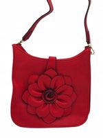 Maxfly - torebka listonoszka skóra ekologiczna kwiat 3D czerwony H503