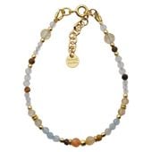 Bransoletka znak zodiaku bliźnięta - mix kamieni i srebro złocone