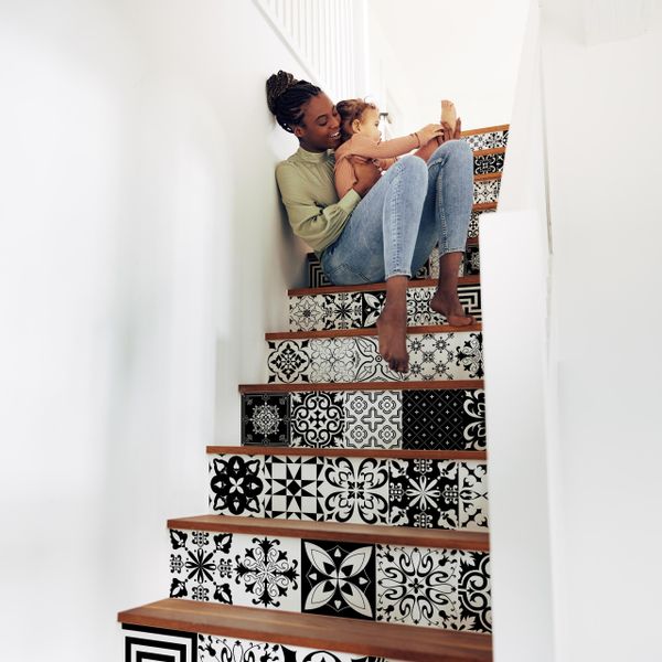 Naklejki Na Kafelki Czarno-biała MAROKAŃSKA Mozaika Zestaw 24 szt. 20x20 zdjęcie 6