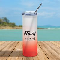 Kubek z matowego szkła czerwony gradient - z Twoim nadrukiem