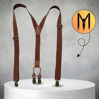 Brązowe elastyczne szelki męskie mocne do spodni eleganckie