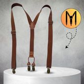 Brązowe elastyczne szelki męskie mocne do spodni eleganckie