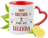 Dla Krzyśka Kubek Czerwony Z Uszkiem W Kształcie Serca Na Prezent