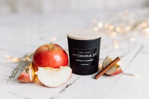 INTENSYWNA ŚWIECA SOJOWA .::AROMMA JABŁKO::. I CYNAMON WIECZKO na Arena.pl