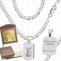 Łańcuszek Srebrny Diamentowany 3,80 mm z Medalikiem pr 925 Grawer Gratis