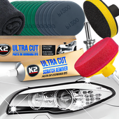 K2 ZESTAW DO POLEROWANIA REFLEKTORÓW PASTA ULTRA CUT GĄBKA KRĄŻKI ŚCIERNE