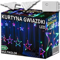 KURTYNA ŚWIETLNA GWIAZDKI LED MULTI KOLOR LAMPKI CHOINKOWE DŁUGA GIRLANDA