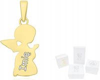 Złota Zawieszka Dla Dziecka Aniołek + Grawer Wisiorek Gładki pr. 585