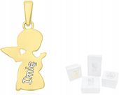 Złota Zawieszka Dla Dziecka Aniołek + Grawer Wisiorek Gładki pr. 585