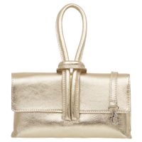 VERA PELLE torebka damska skórzana listonoszka z paskiem V682 złota