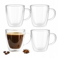 4x BARDZO DUŻE 400ml 0,4l SZKLANKI TERMICZNE podwójne szkło do kawy herbaty