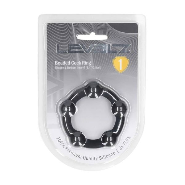 Beaded Silicone Cockring - M - 35Mm - Black zdjęcie 2