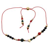 Bransoletka na sznurku - mix kamieni i srebro złocone