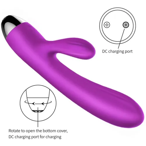 Wibrator-Silicone Vibrator and Pulsator Purple USB 7+7 Function / Heating na Arena.pl