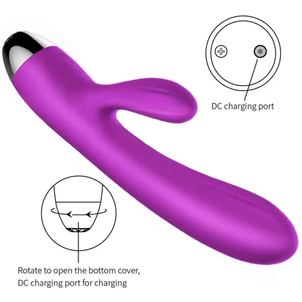 Wibrator-Silicone Vibrator and Pulsator Purple USB 7+7 Function / Heating zdjęcie 2