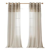 Zasłony Półprzezroczyste na Przelotkach Wzór Liście Beżowe 140x260 cm 2 Szt