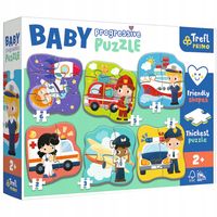 Puzzle Baby Progressive 6w1 Pojazdy i zawody 2+ Trefl 44001