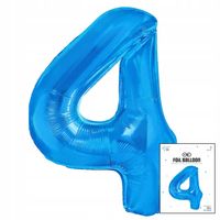 BALON FOLIOWY CYFRĄ CYFERKA 4 NIEBIESKA NA IMPREZE URODZINOWĄ 40cm
